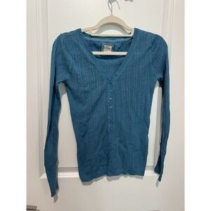 Old Navy Button Shirt Y2K Fairy Grunge‎ 2007 Long Sleeve Shirt Blue Size Medium